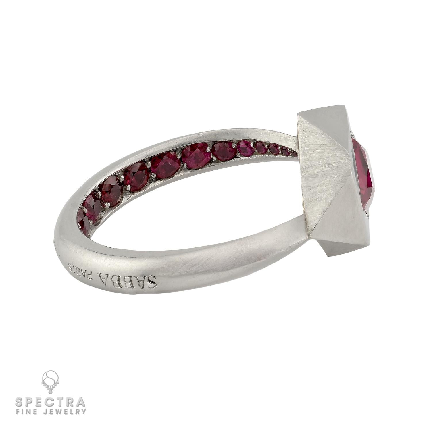 Sabba Paris 2.05 ct Burmese Ruby Ring in Platinum | Signed