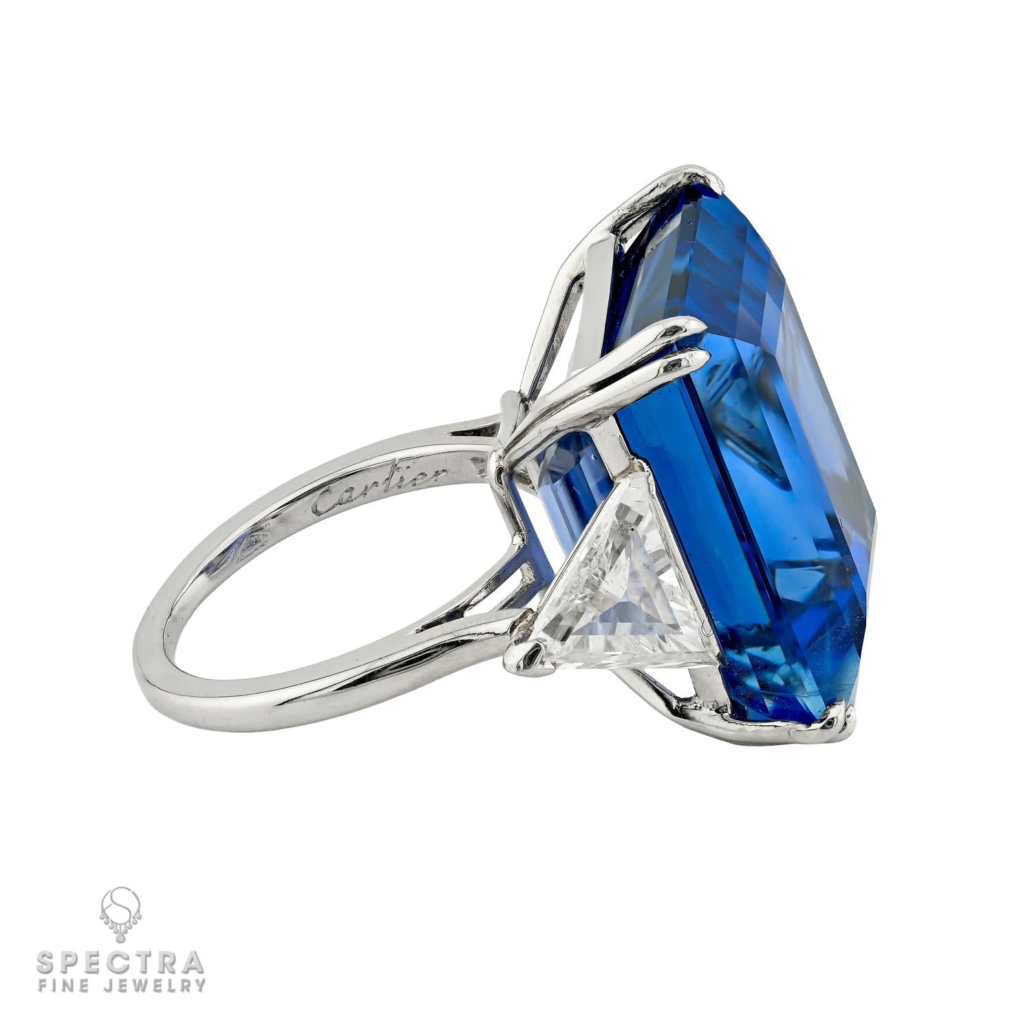 39.0 ct. Ceylon No-Heat Sapphire & Diamond Ring Signed Cartier