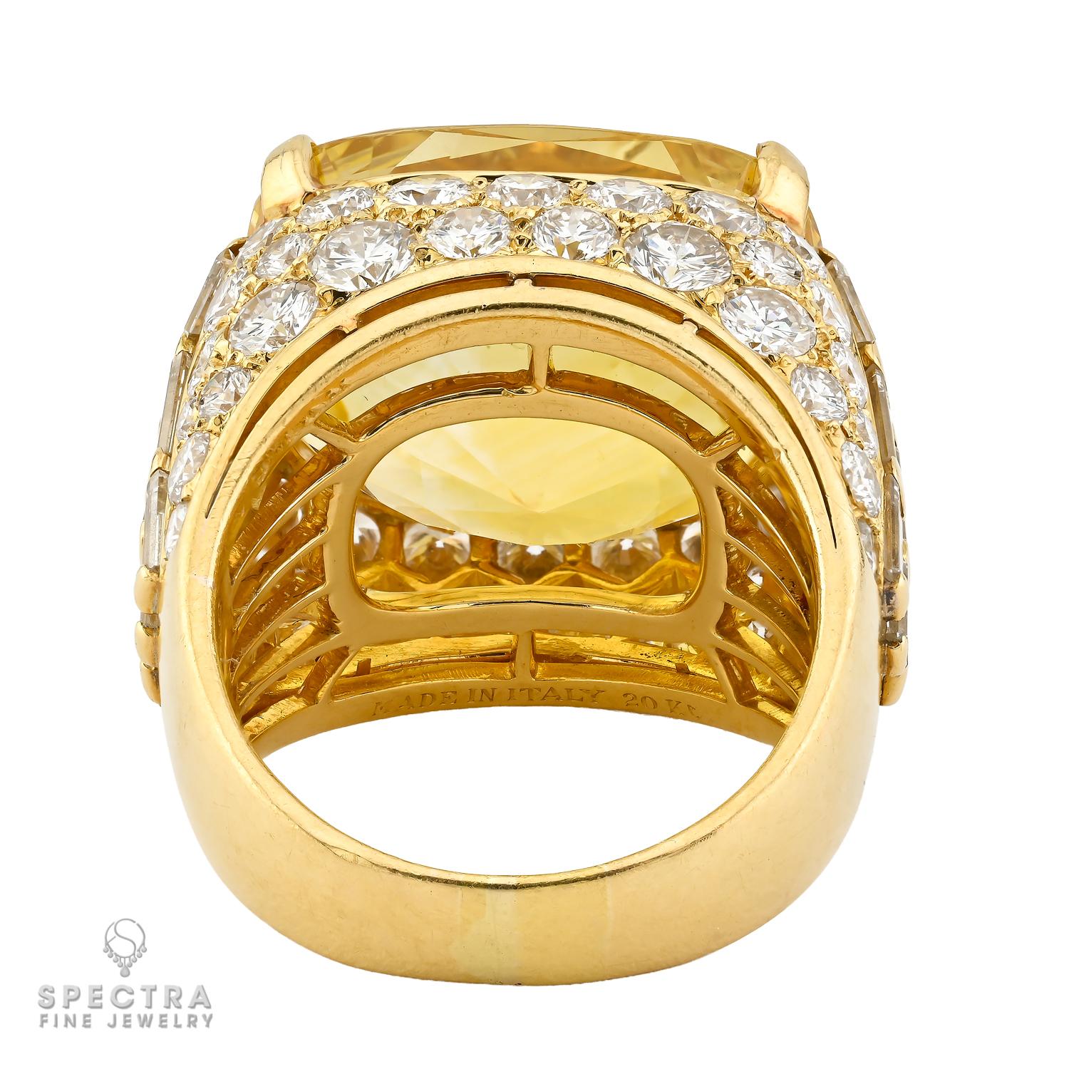 Bulgari 31.39ct Ceylon No-Heat Yellow Sapphire Diamond Ring, 1970s