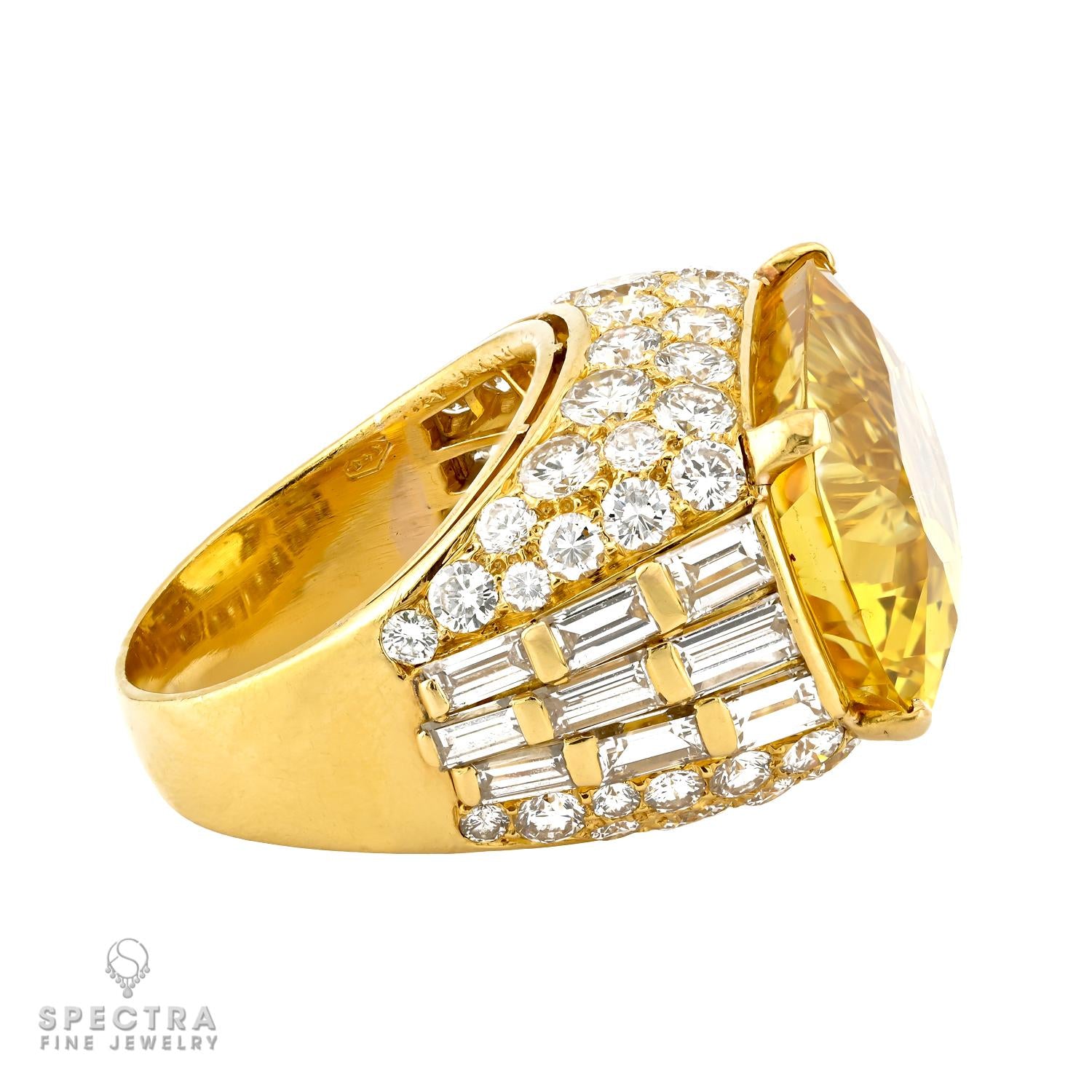 Bulgari 31.39ct Ceylon No-Heat Yellow Sapphire Diamond Ring, 1970s