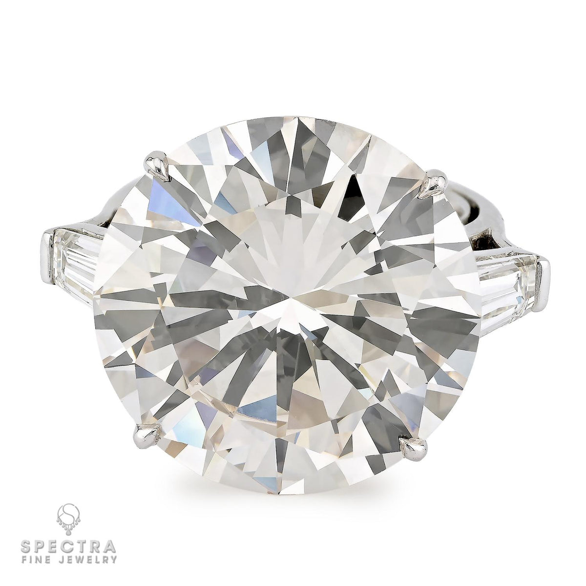 25.56 Carat Round Brilliant Diamond Three-Stone Engagement Ring