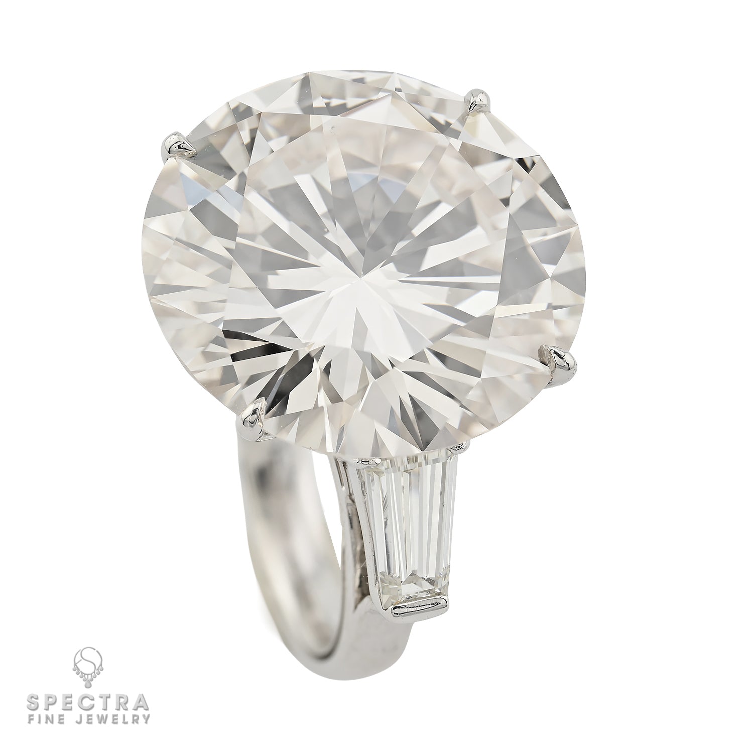 25.56 Carat Round Brilliant Diamond Three-Stone Engagement Ring