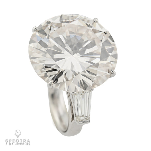 25.56 Carat Round Brilliant Diamond Three-Stone Engagement Ring