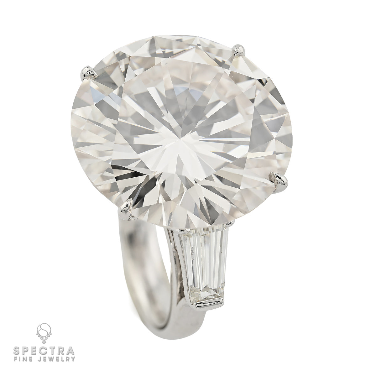 25.56 Carat Round Brilliant Diamond Three-Stone Engagement Ring