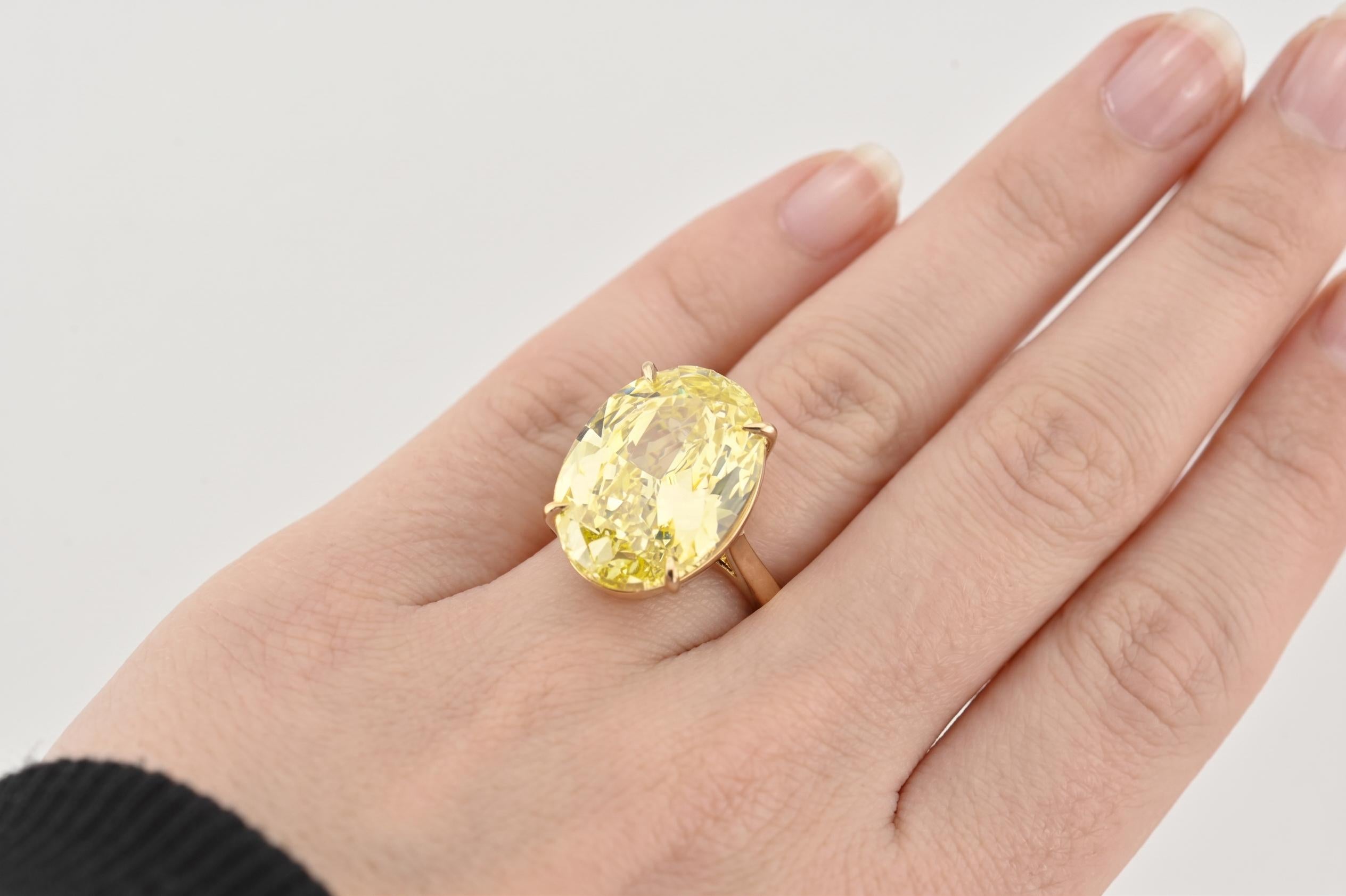 18.50ct Fancy Intense Yellow Oval Diamond Ring | Spectra Fine Jewelry