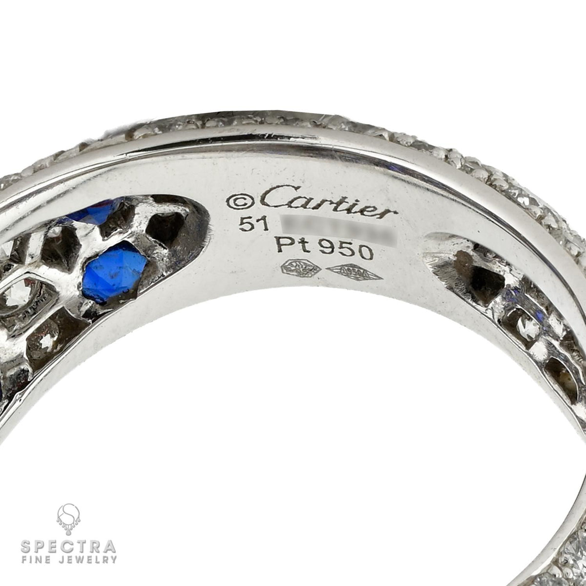 Cartier Assam Panthere Sapphire Emerald Diamond Platinum Ring