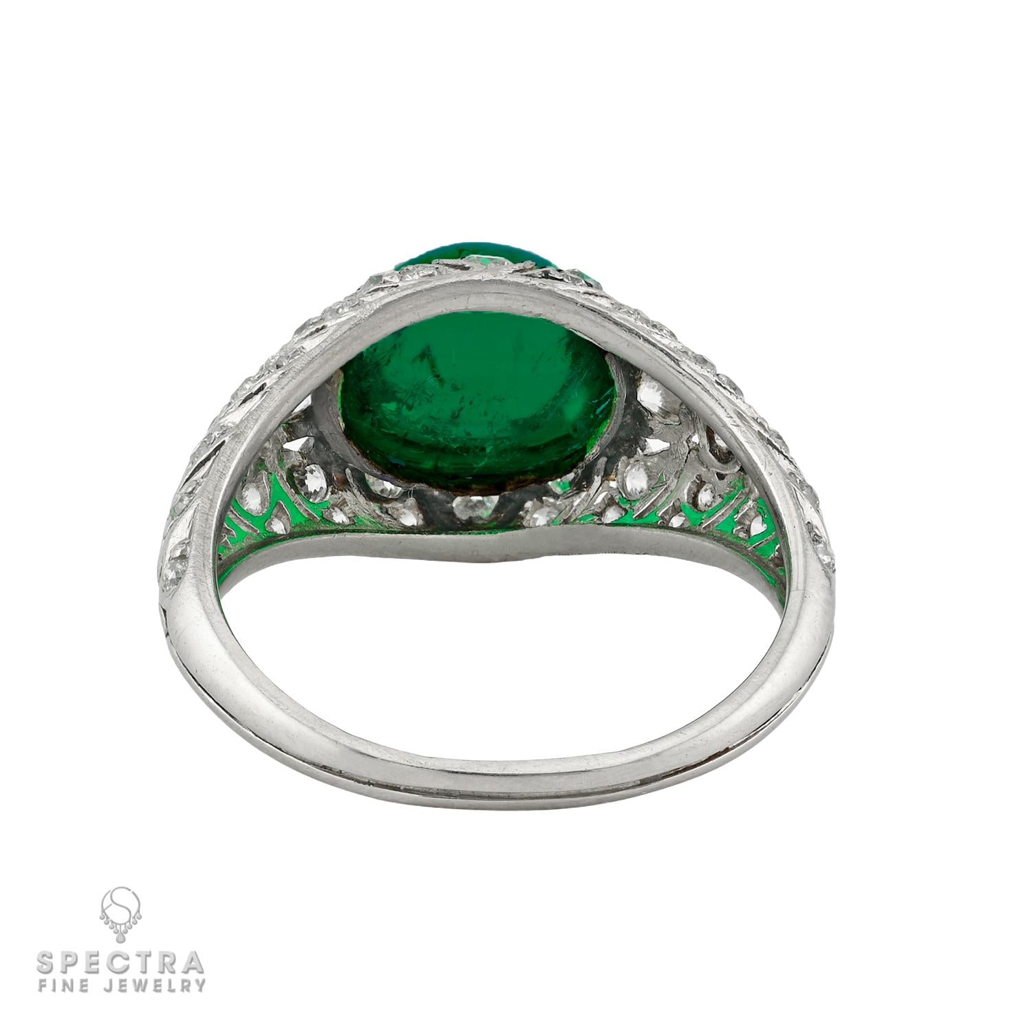 Vintage Tiffany & Co. Art Deco Colombian Emerald & Diamond Ring