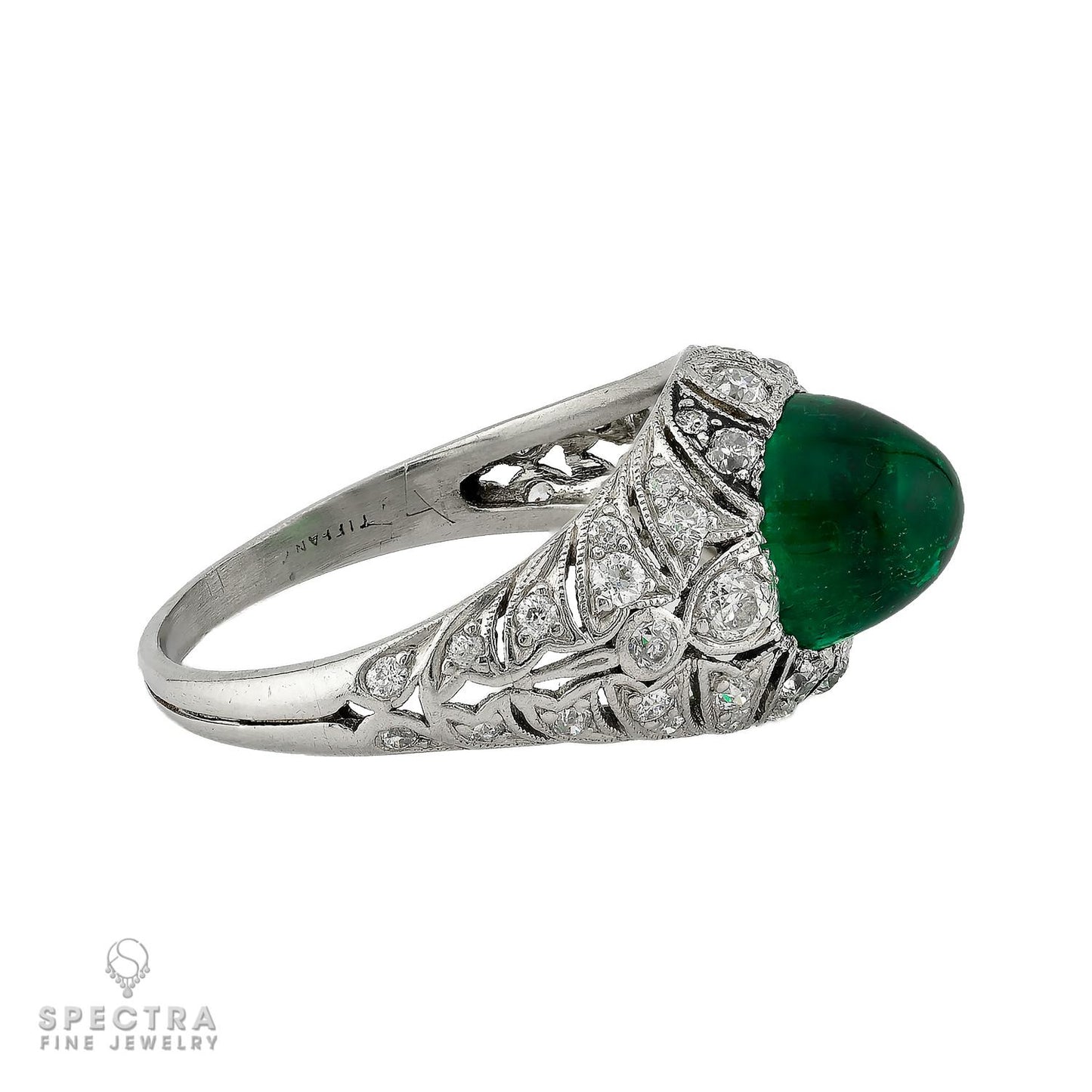 Vintage Tiffany & Co. Art Deco Colombian Emerald & Diamond Ring