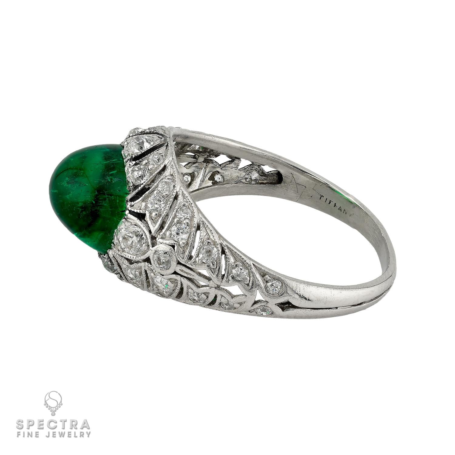 Vintage Tiffany & Co. Art Deco Colombian Emerald & Diamond Ring