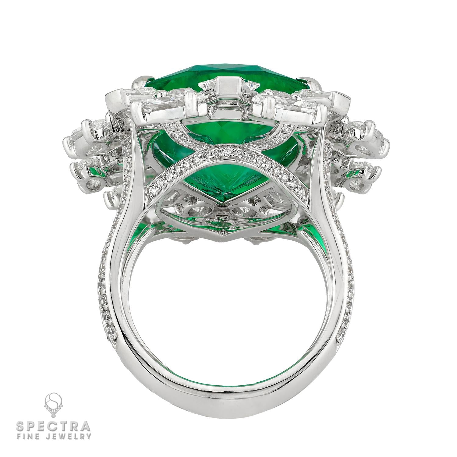 Spectra 14.44ct Pear-Shaped Colombian Emerald Statement Ring