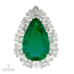 Spectra 14.44ct Pear-Shaped Colombian Emerald Statement Ring