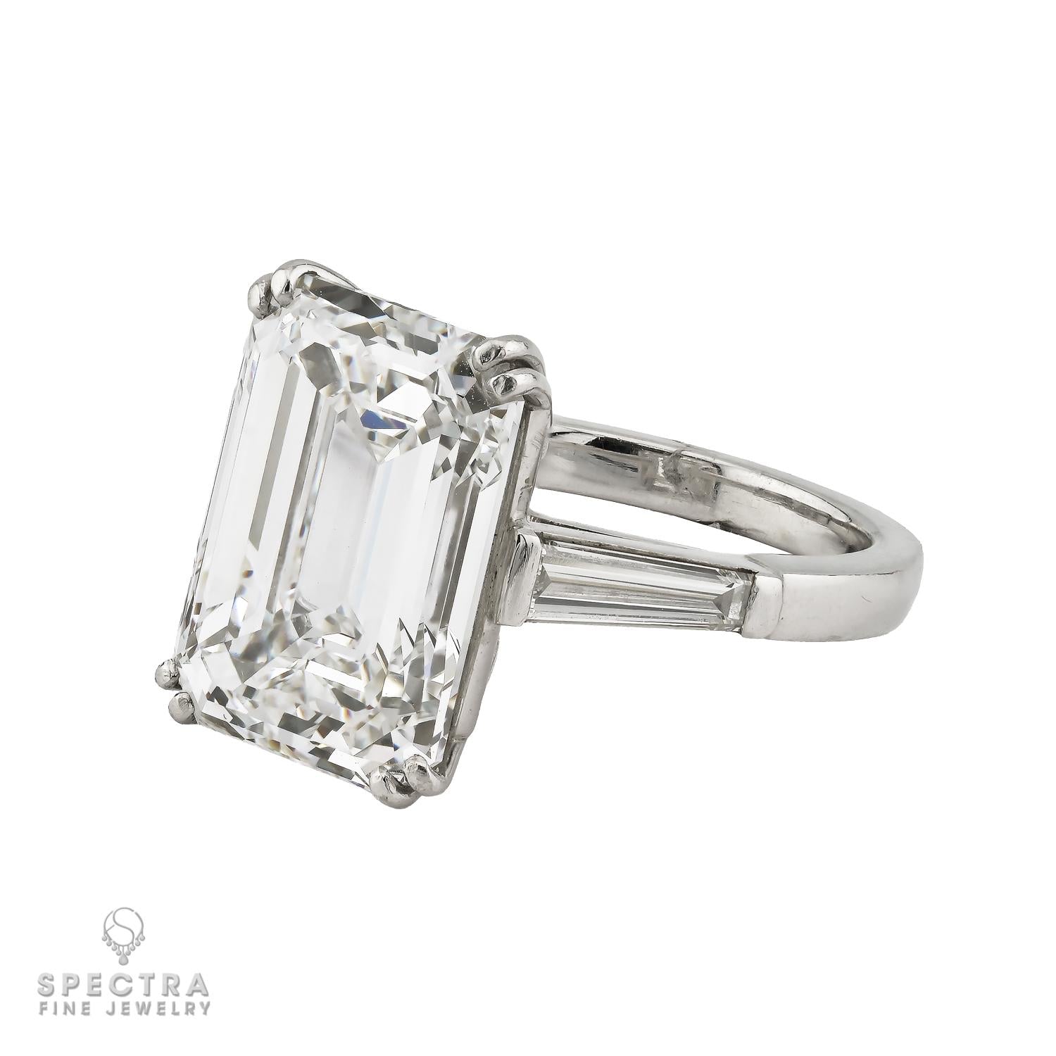 10.80ct Emerald Cut Diamond Engagement Ring in Platinum | GIA