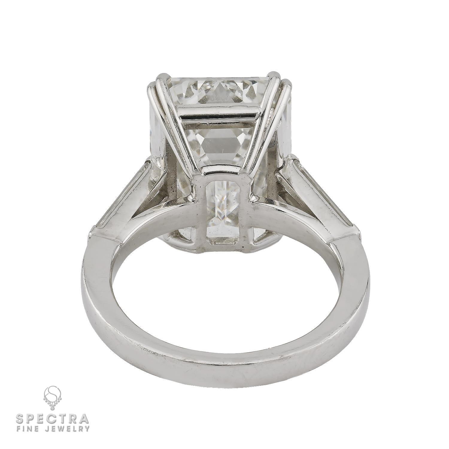 10.80ct Emerald Cut Diamond Engagement Ring in Platinum | GIA
