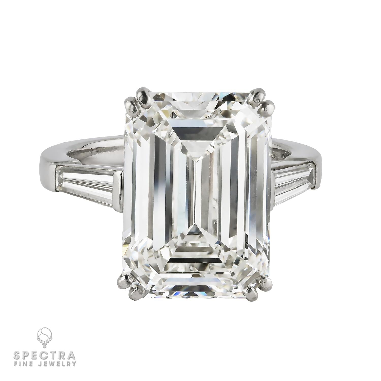 10.80ct Emerald Cut Diamond Engagement Ring in Platinum | GIA