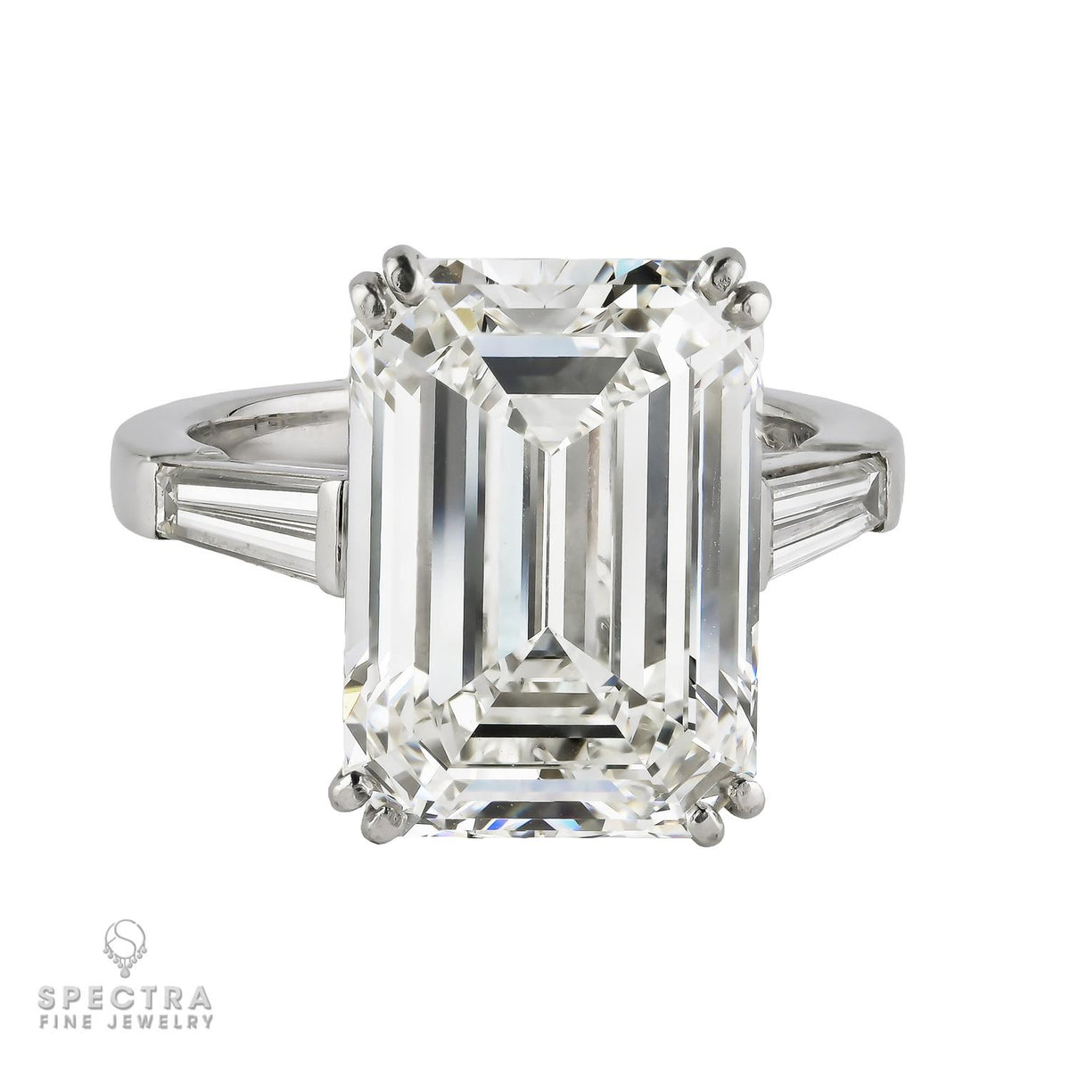 10.80ct Emerald Cut Diamond Engagement Ring in Platinum | GIA