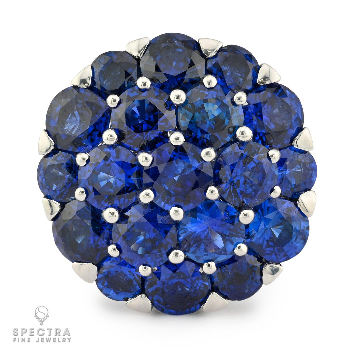 Graff 16.25ct Sapphire 3.91ct Diamond Dome Cocktail Ring 18K White Gold
