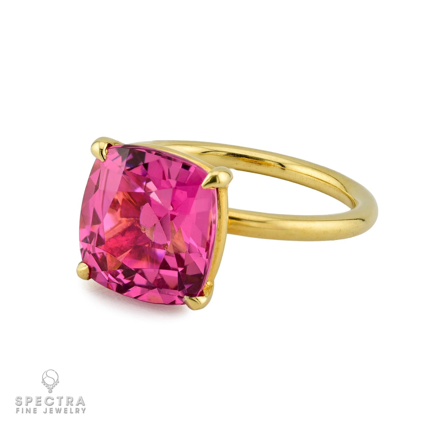 5.76ct Burmese No-Heat Pink Spinel Ring in 18K Yellow Gold