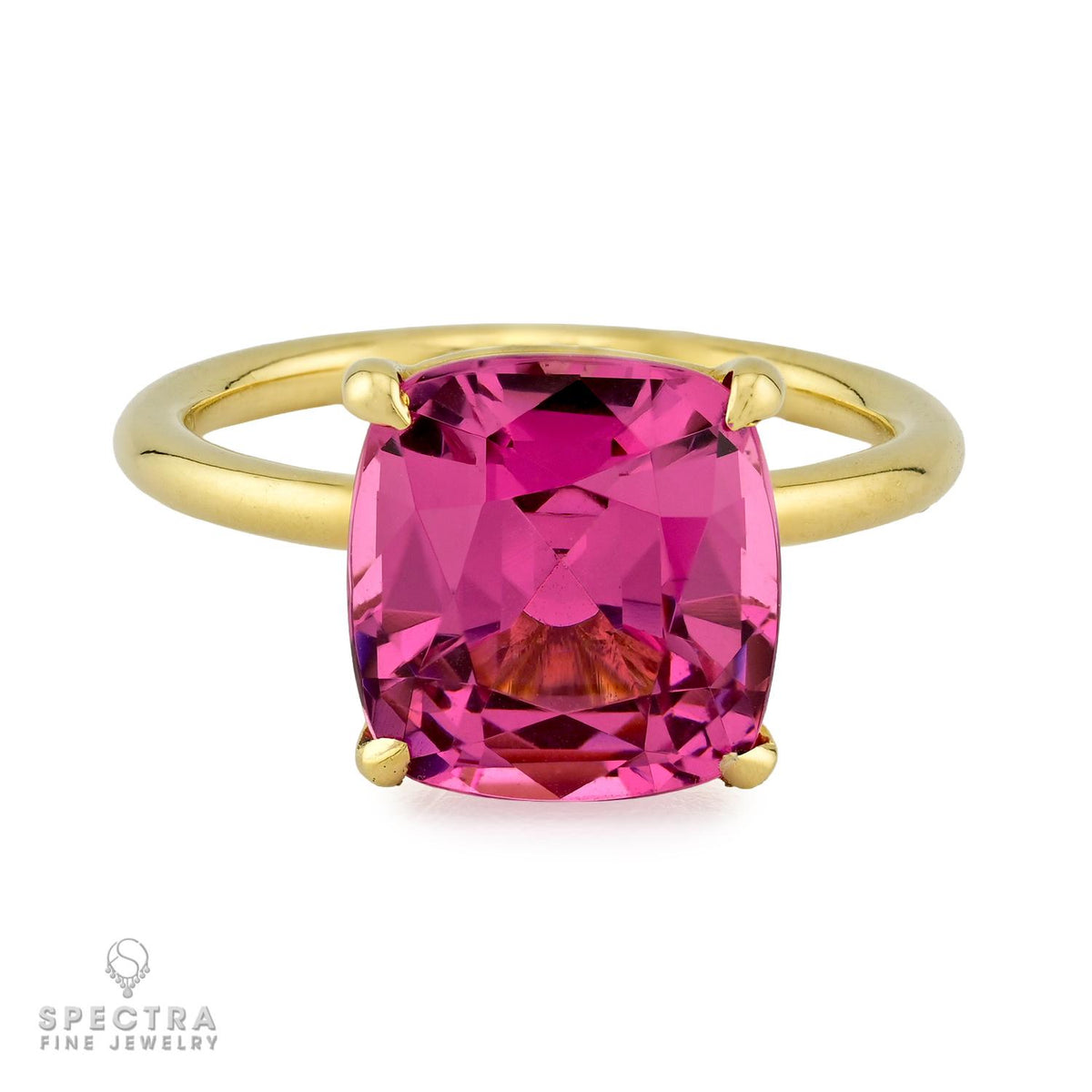 5.76ct Burmese No-Heat Pink Spinel Ring in 18K Yellow Gold
