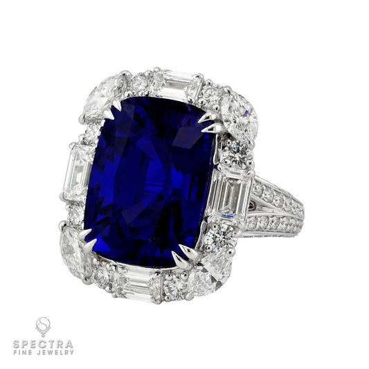 23.01ct Unheated Ceylon Sapphire Diamond Ring