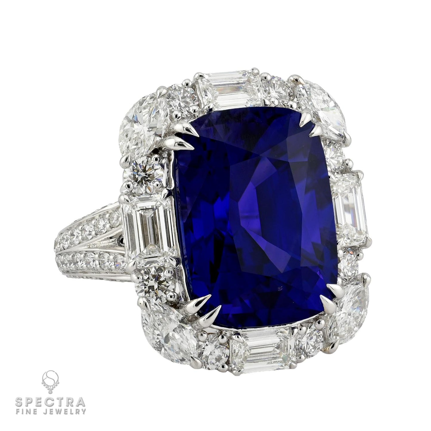 23.01ct Unheated Ceylon Sapphire Diamond Ring