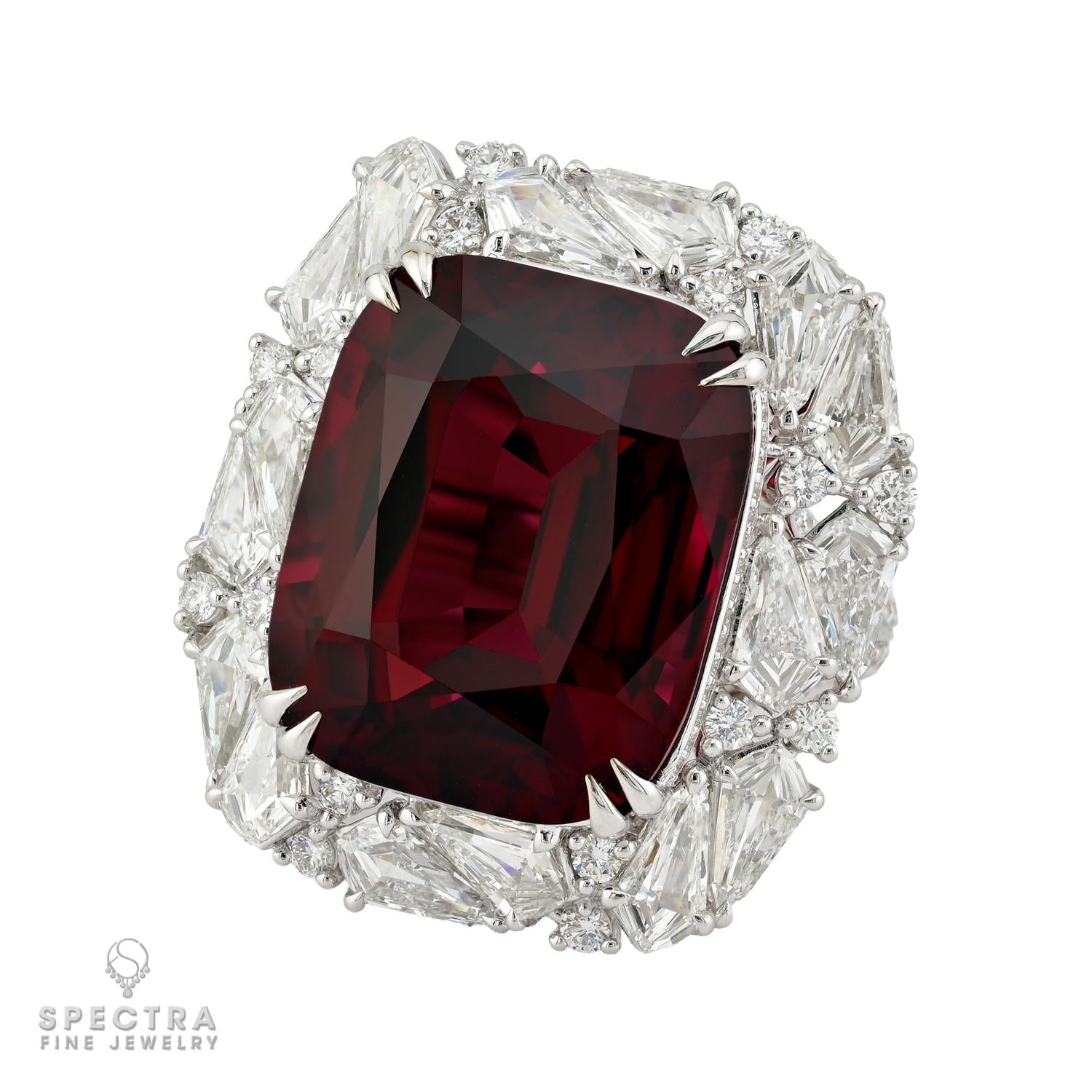 26.33ct Tanzania No Heat Red Spinel & Diamond Ring | Spectra