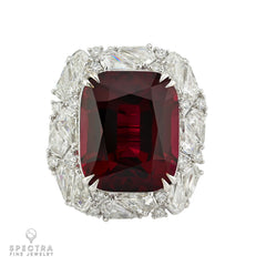 26.33ct No-Heat Tanzanian Red Spinel & Diamond Ring | Spectra