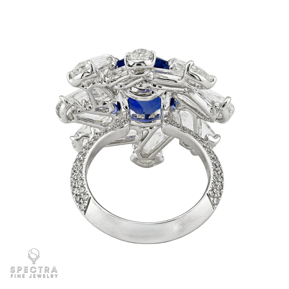 6.74ct Unheated Madagascar Blue Sapphire Diamond Ring