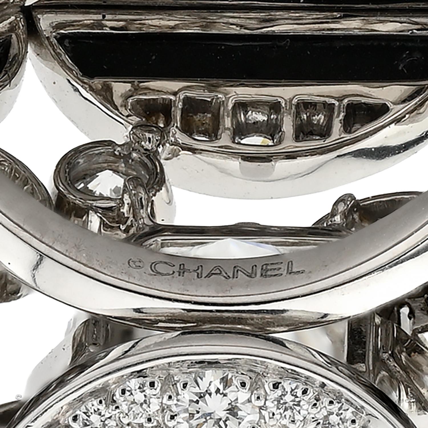 Chanel 6.03ct Emerald Cut Diamond & Onyx 'Morning in Vendome' Ring