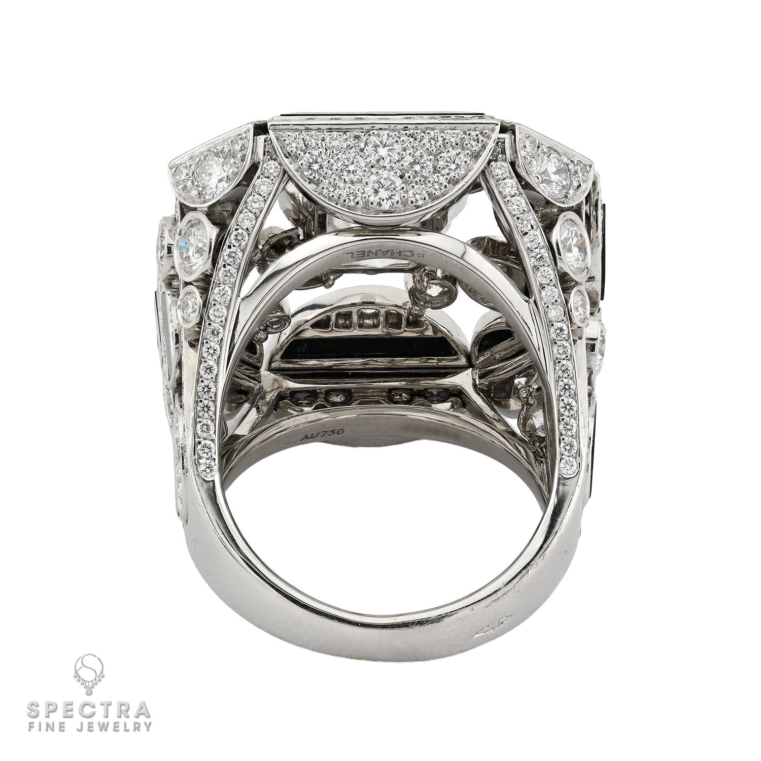 Chanel 6.03ct Emerald Cut Diamond & Onyx 'Morning in Vendome' Ring