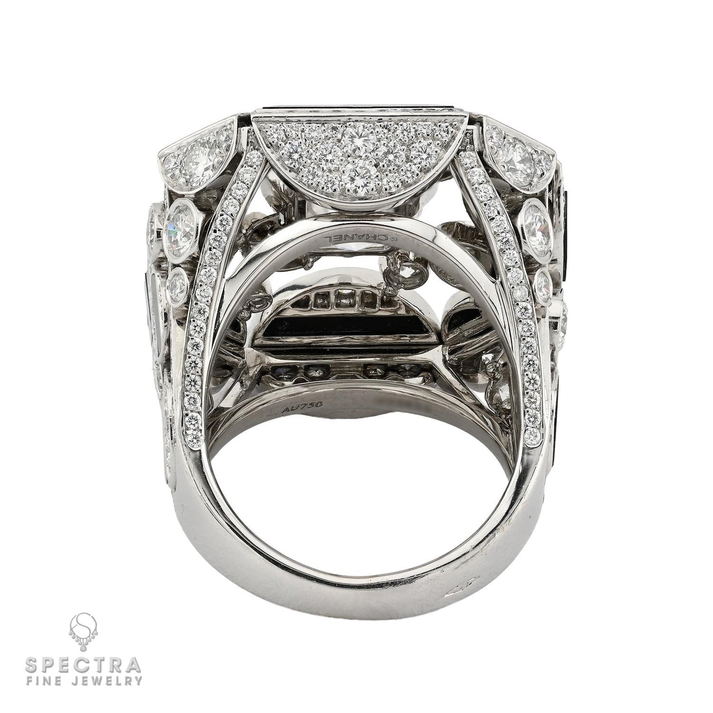 Chanel 6.03ct Emerald Cut Diamond & Onyx 'Morning in Vendome' Ring