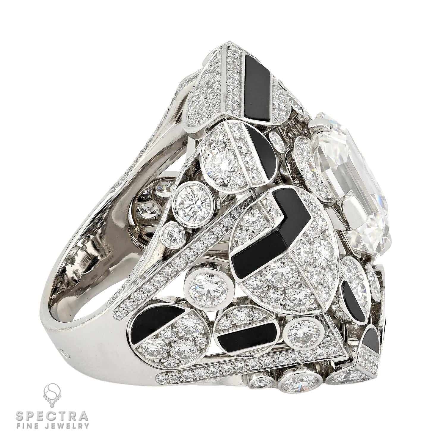 Chanel 6.03ct Emerald Cut Diamond & Onyx 'Morning in Vendome' Ring