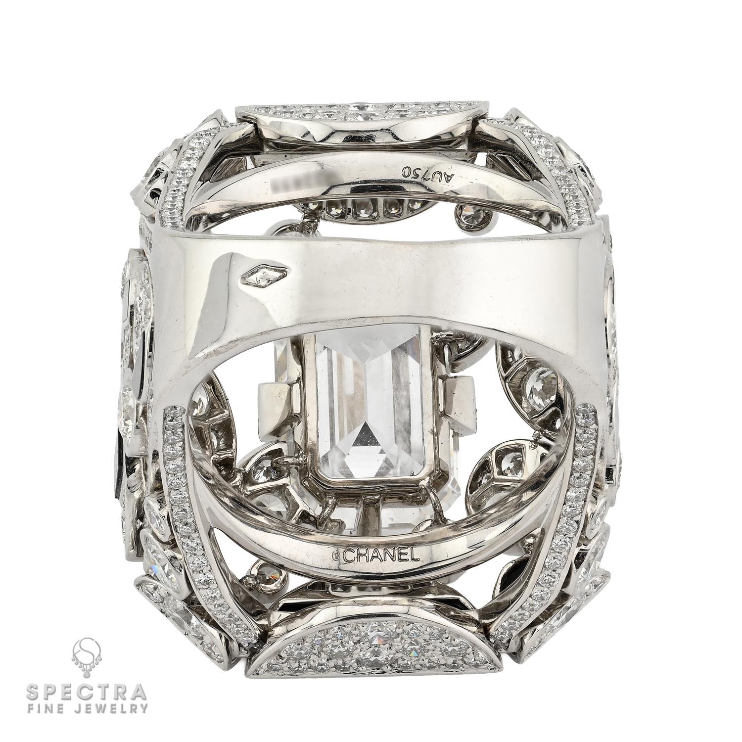 Chanel 6.03ct Emerald Cut Diamond & Onyx 'Morning in Vendome' Ring