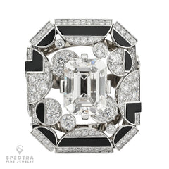 Chanel 6.03ct Emerald Cut Diamond & Onyx 'Morning in Vendome' Ring