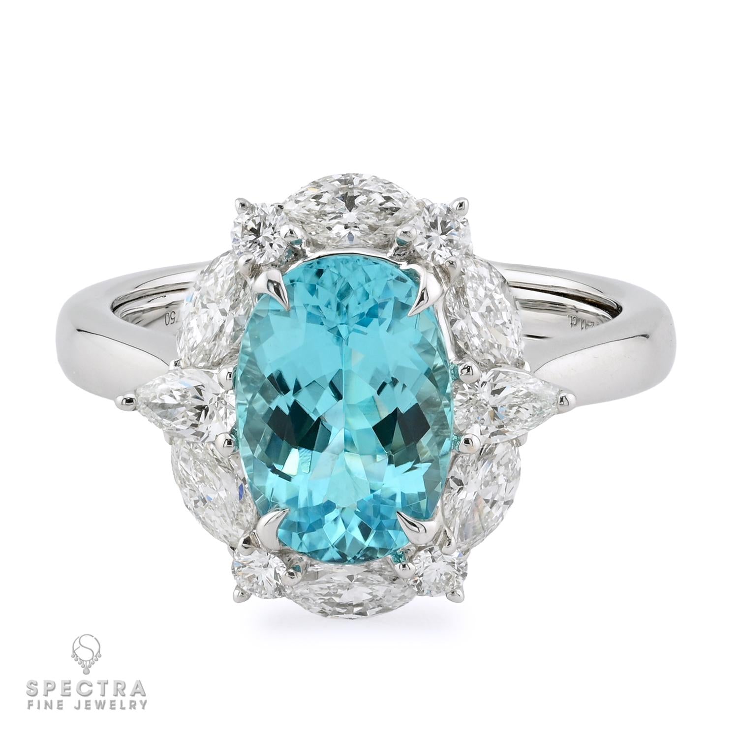 Spectra Fine Jewelry 2.11ct Paraiba Tourmaline Diamond Ring