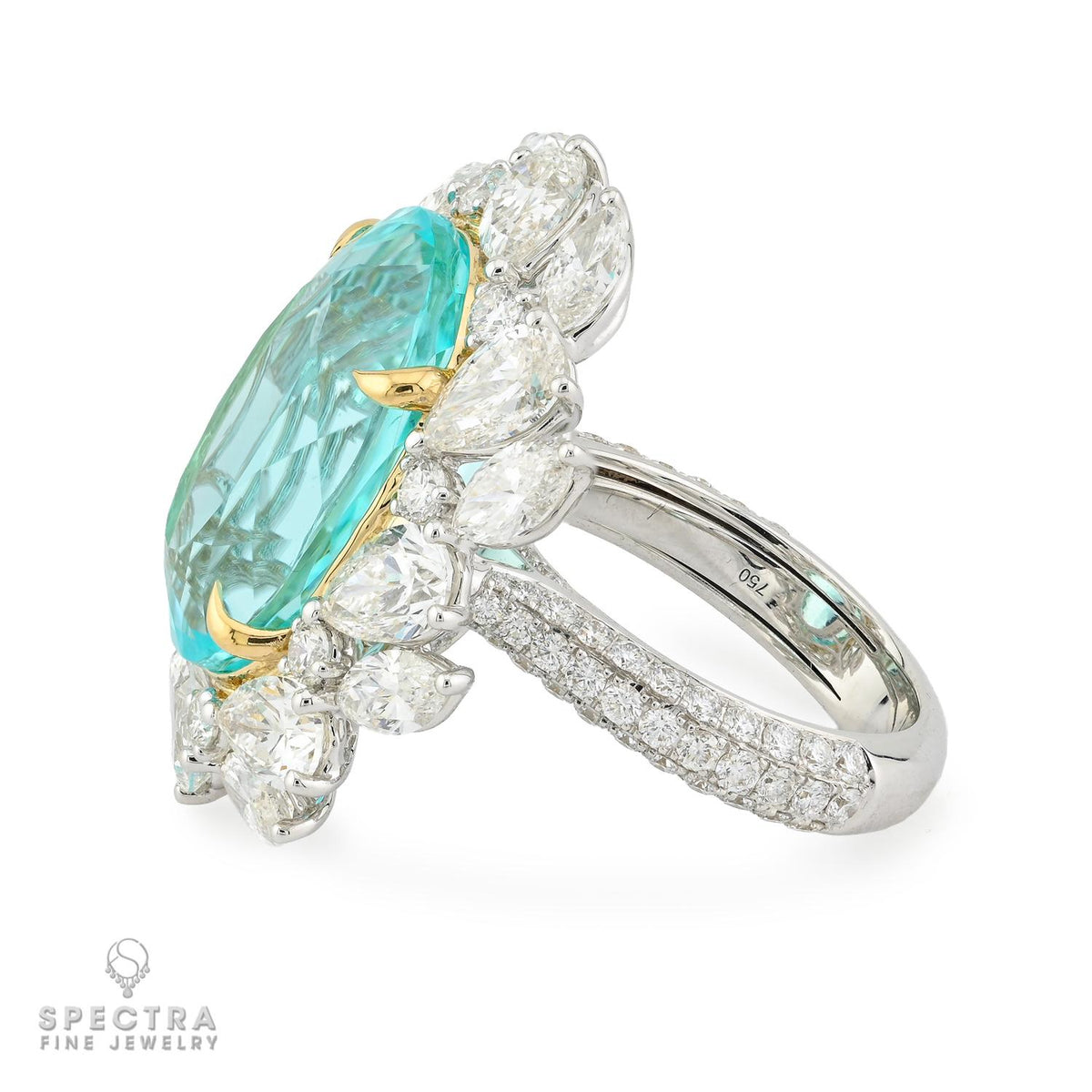 Spectra 13.82ct Mozambique Paraiba Tourmaline Diamond Ring