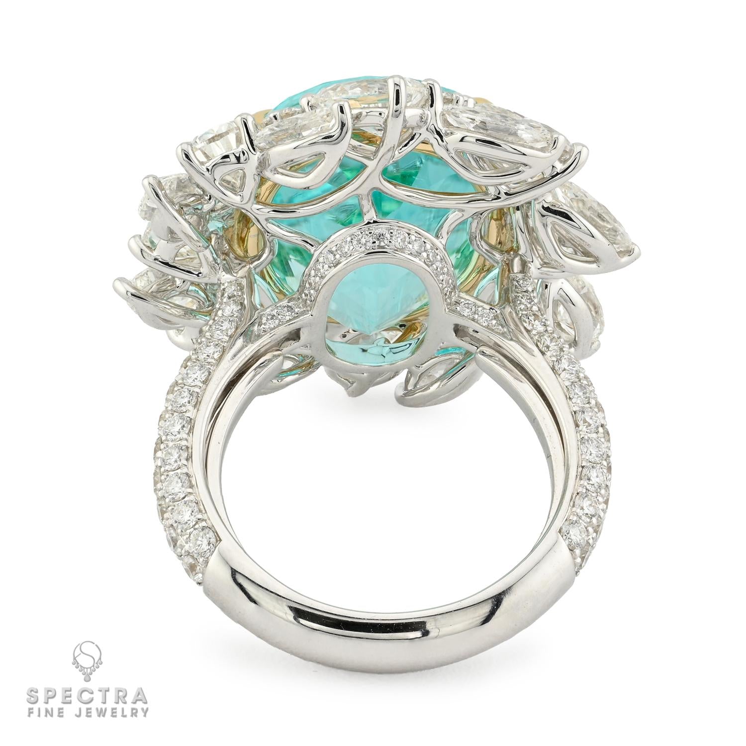 Spectra 13.82ct Mozambique Paraiba Tourmaline Diamond Ring