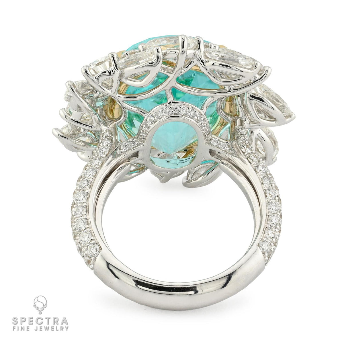 Spectra 13.82 ct Mozambique Paraiba Tourmaline Diamond Ring