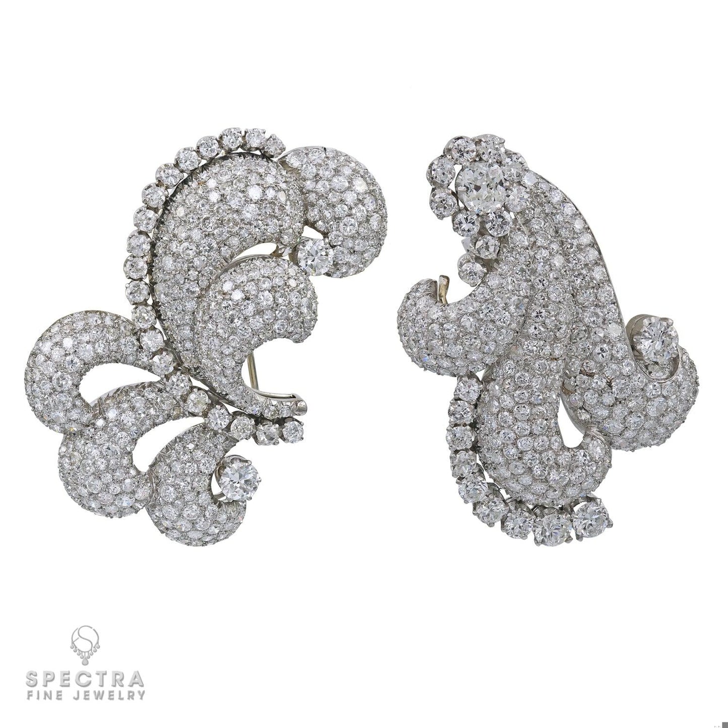 Platinum Diamond Duo - Set of 2 Exquisite Brooches