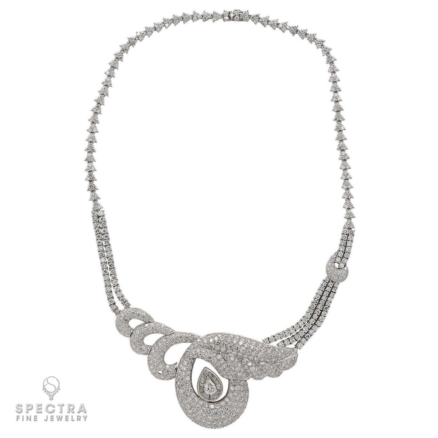 Radiant Elegance: 18K White Gold Diamond Set with Necklace, Earrings, and Ring
