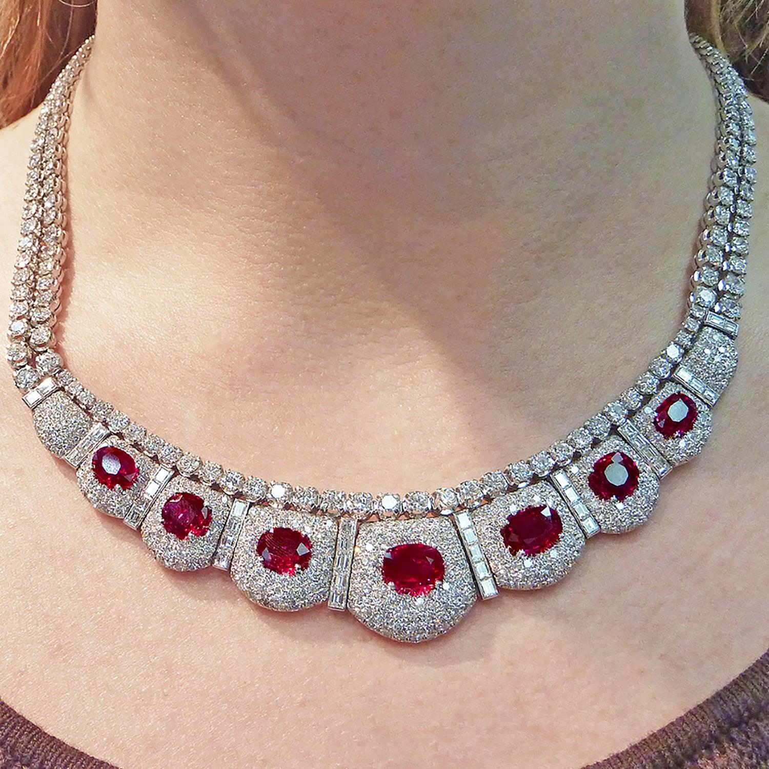 Ruby and Diamond Necklace in Platinum