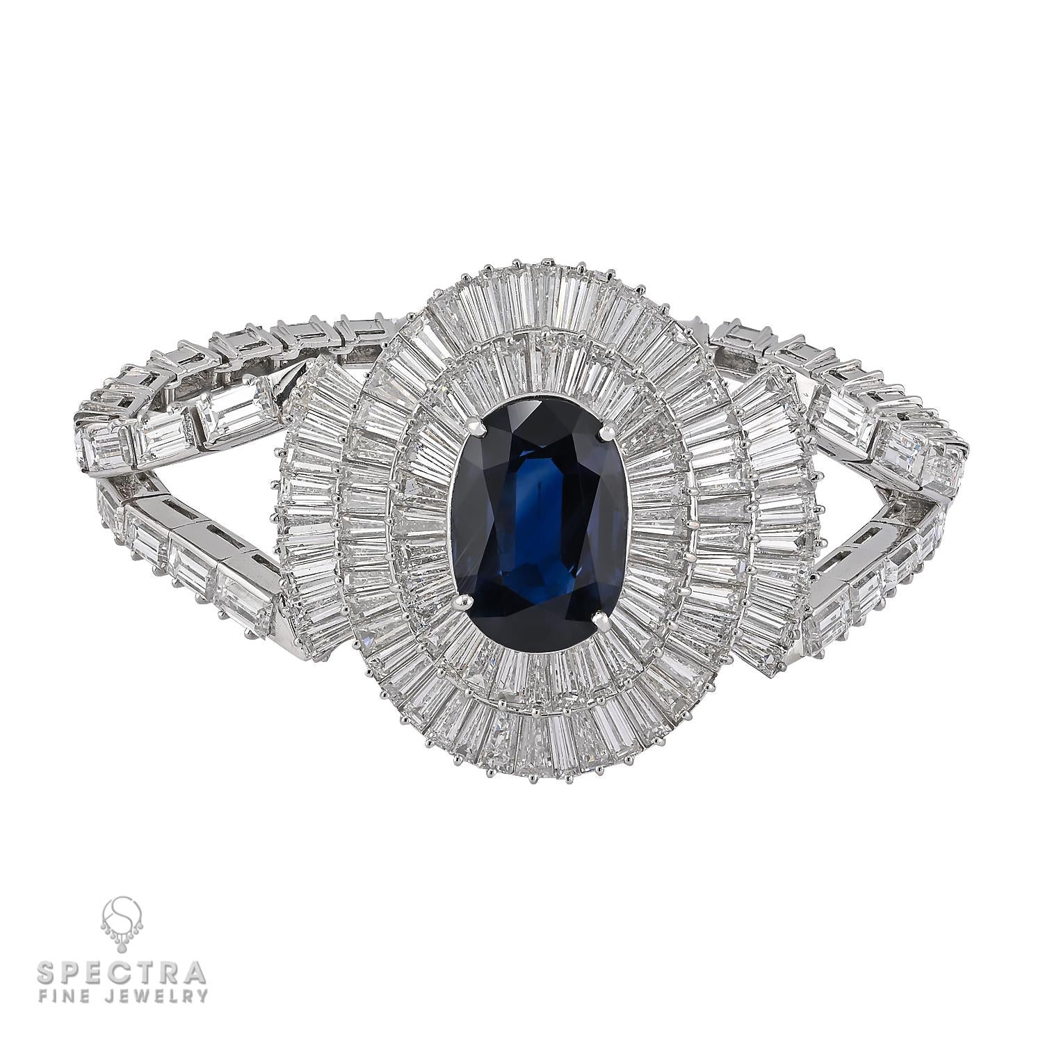 Mouawad Platinum Sapphire & Baguette Diamond Parure, 5 Pieces