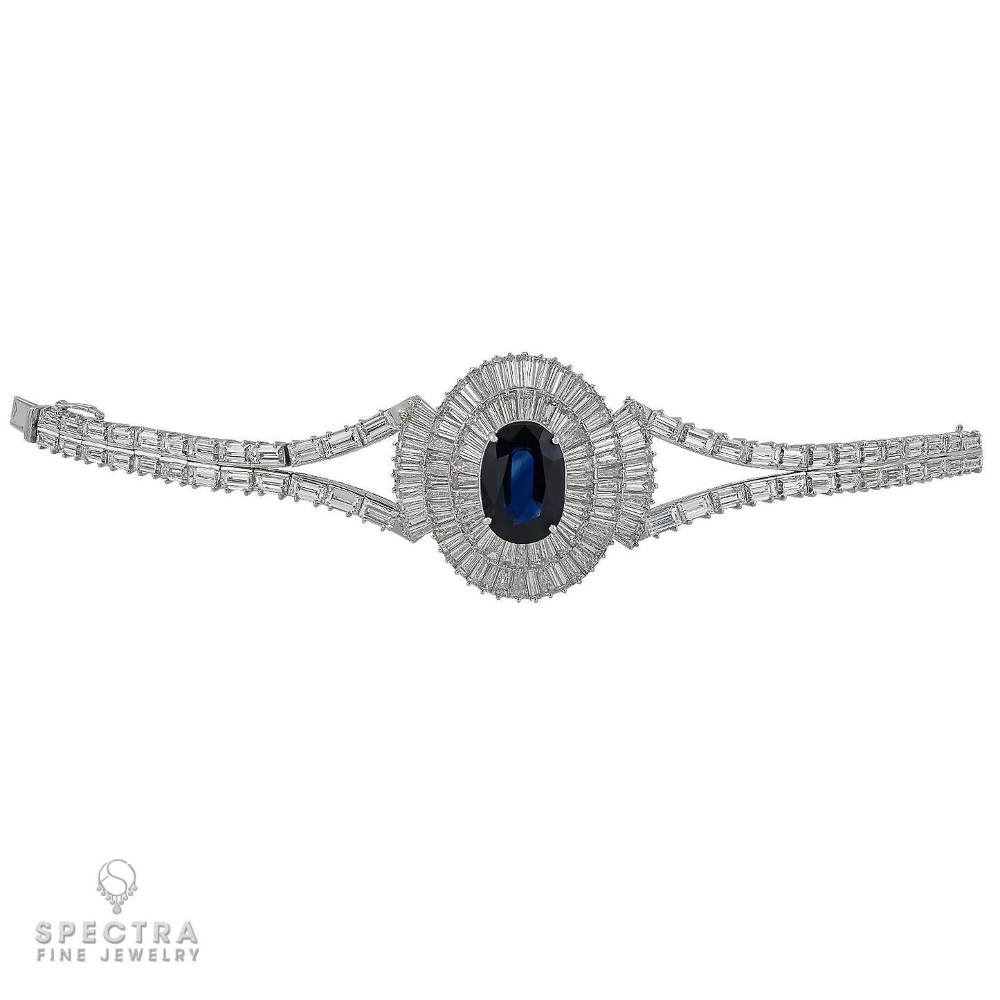 Mouawad Platinum Sapphire & Baguette Diamond Parure, 5 Pieces