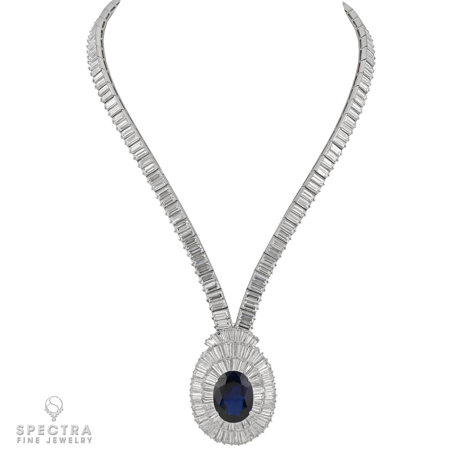 Mouawad Platinum Sapphire & Baguette Diamond Parure, 5 Pieces