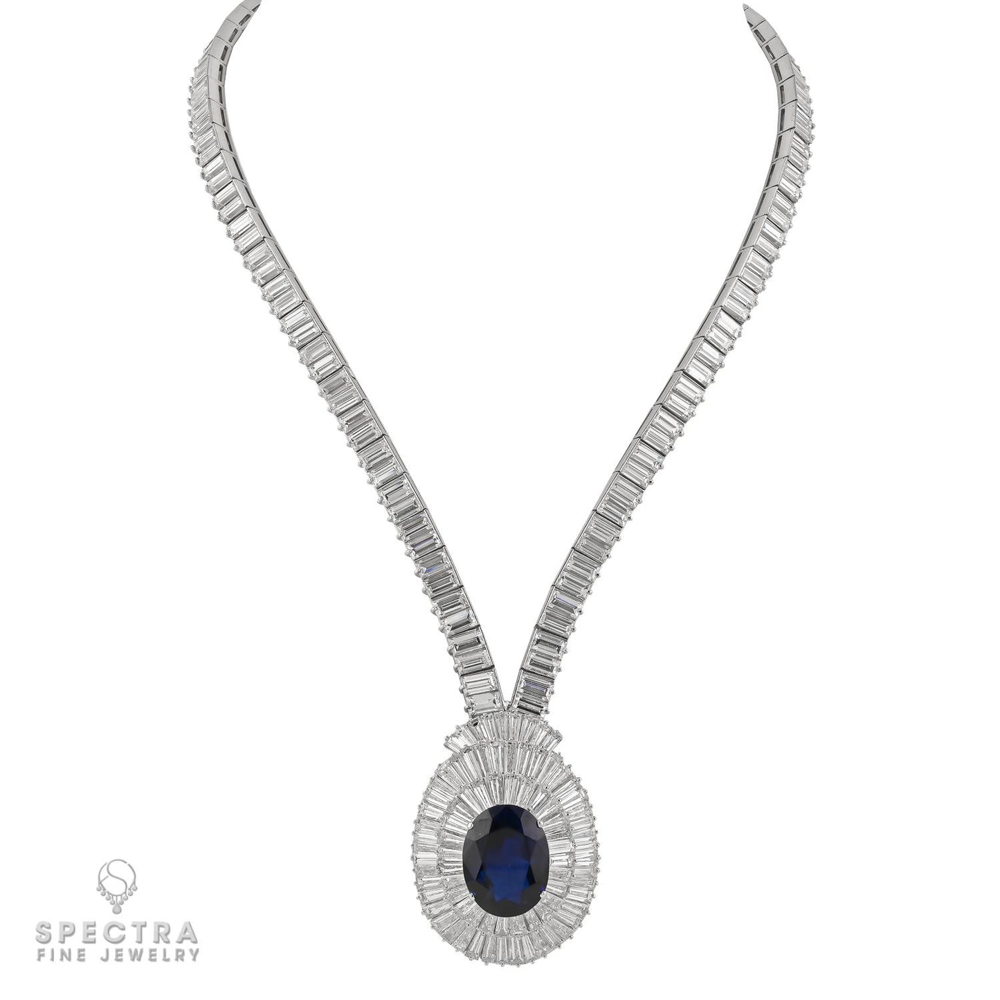 Mouawad Platinum Sapphire & Baguette Diamond Parure, 5 Pieces