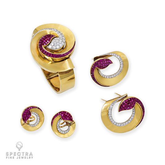 Boucheron Vintage Art Deco Era Demi Parure Suite