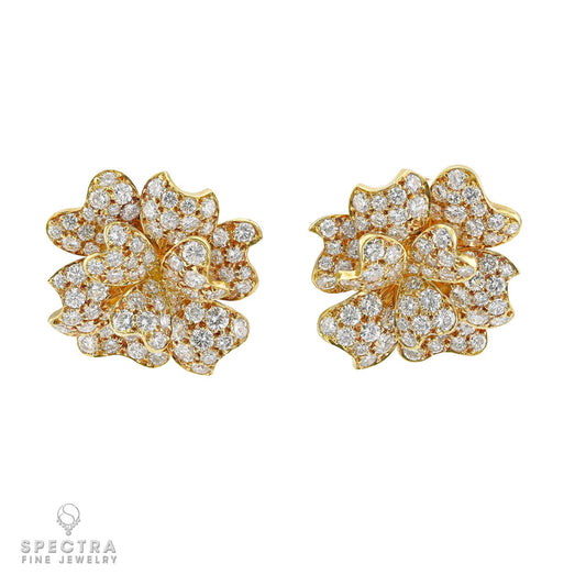 Van Cleef & Arpels Pavot Diamond Brooch & Earrings Set