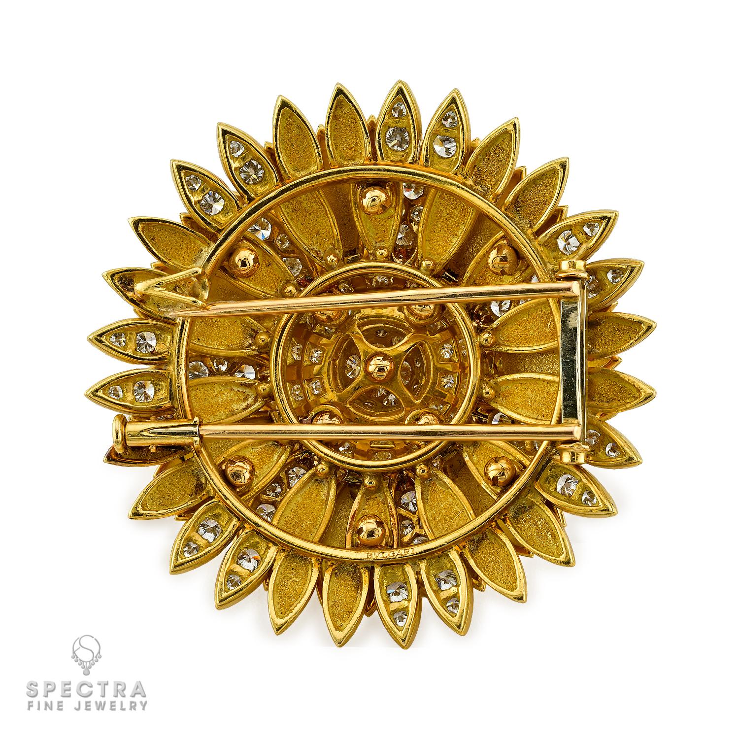 Bulgari Vintage Diamond Floral Brooch & Earrings Set 1960s