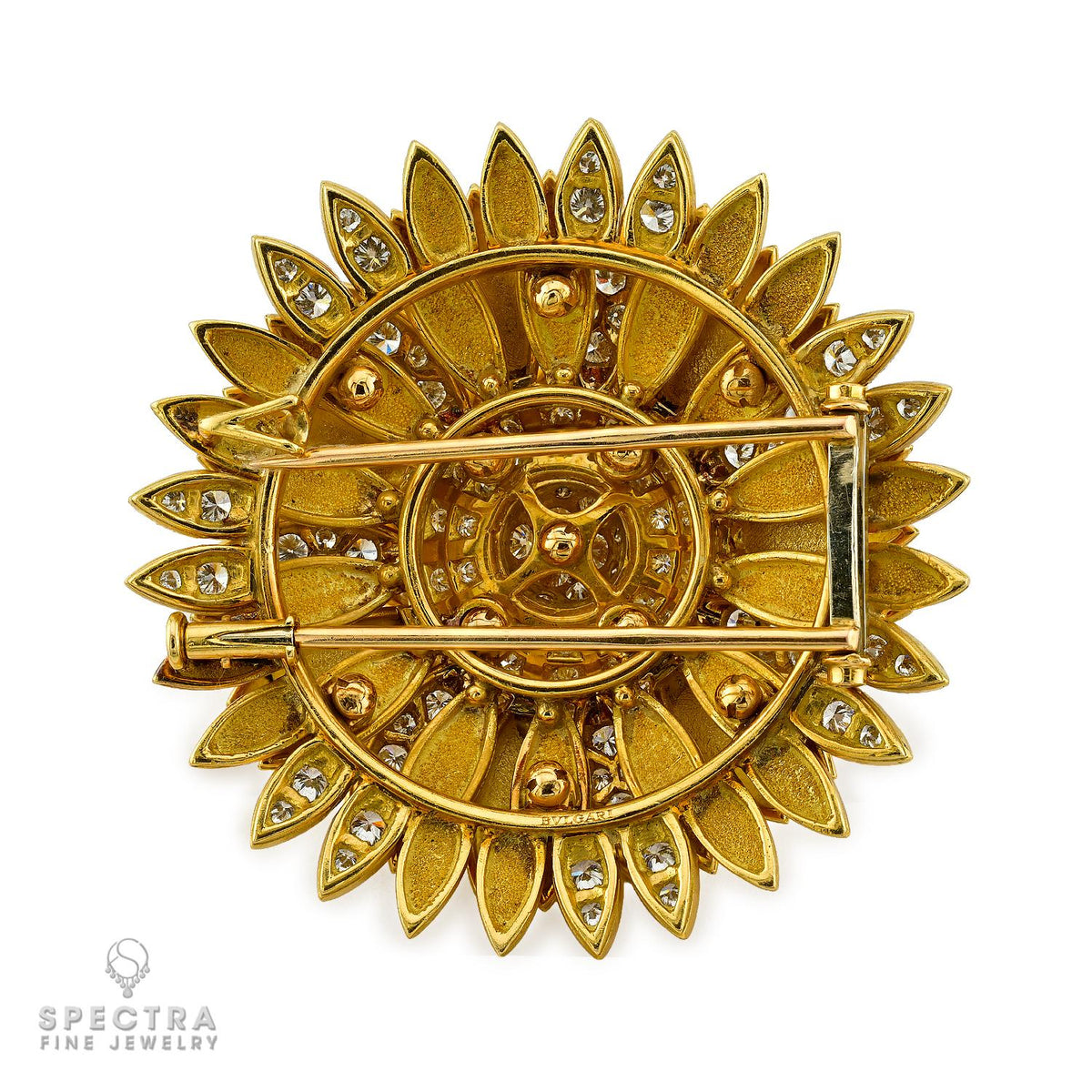 Bulgari Vintage Diamond Floral Brooch & Earrings Set 1960s