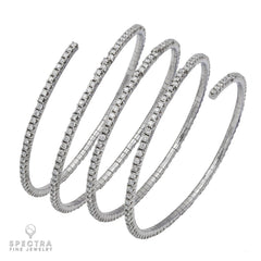 Salavetti 13.35 ct Flexible Diamond Coil Bangle Bracelet in 18K White Gold – Signed