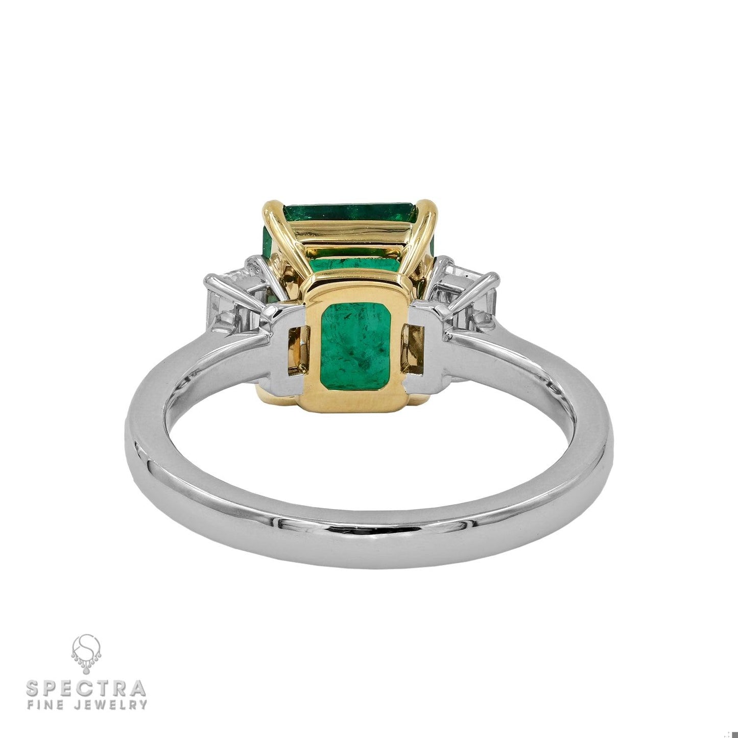 Spectra Fine Jewelry2.36ct Colombian Emerald Diamond Three Stone Platinum Ring